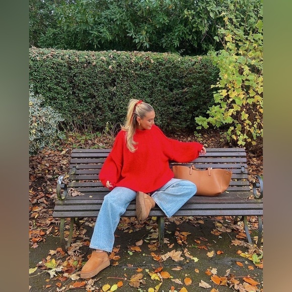 Merona Red Cable knit crew neck pullover Sweater sz Large - Picture 7 of 7